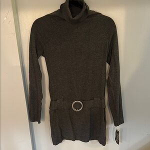 INC International Concepts Gray Cowl Neck Sweater with Belt